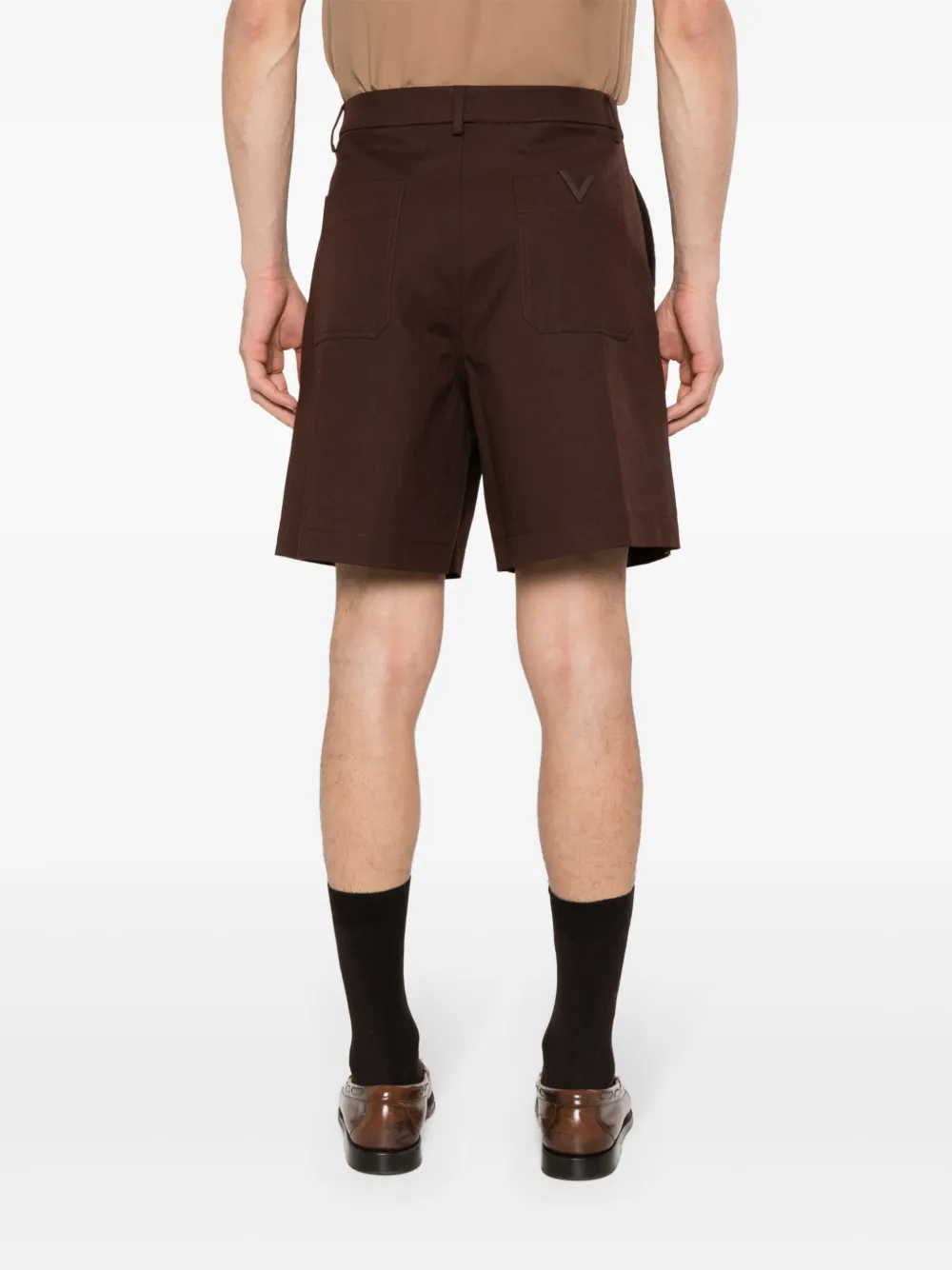 Shop Valentino Pressed-crease Shorts In Brown