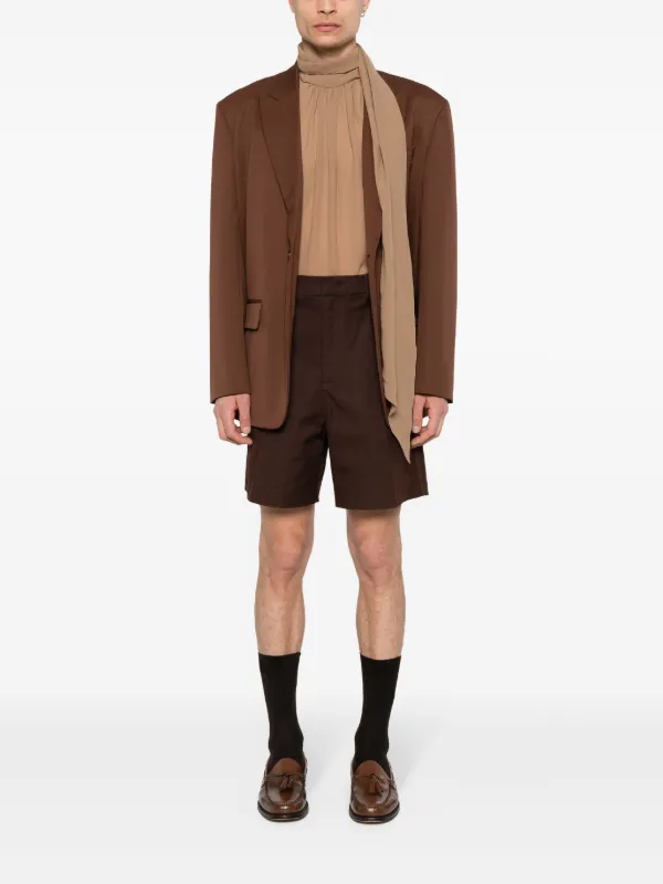 Valentino Garavani pressed-crease Shorts | Brown | FARFETCH JO