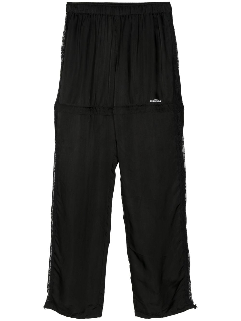 Shop Pushbutton Lace-stripes Panelled Track Pants In Black