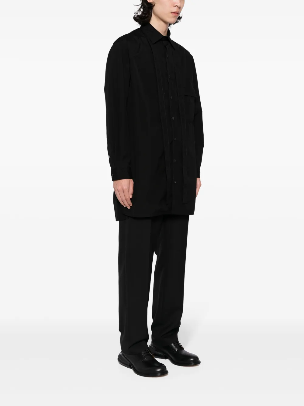 Shop Yohji Yamamoto Classic-collar Cotton Shirt In Black