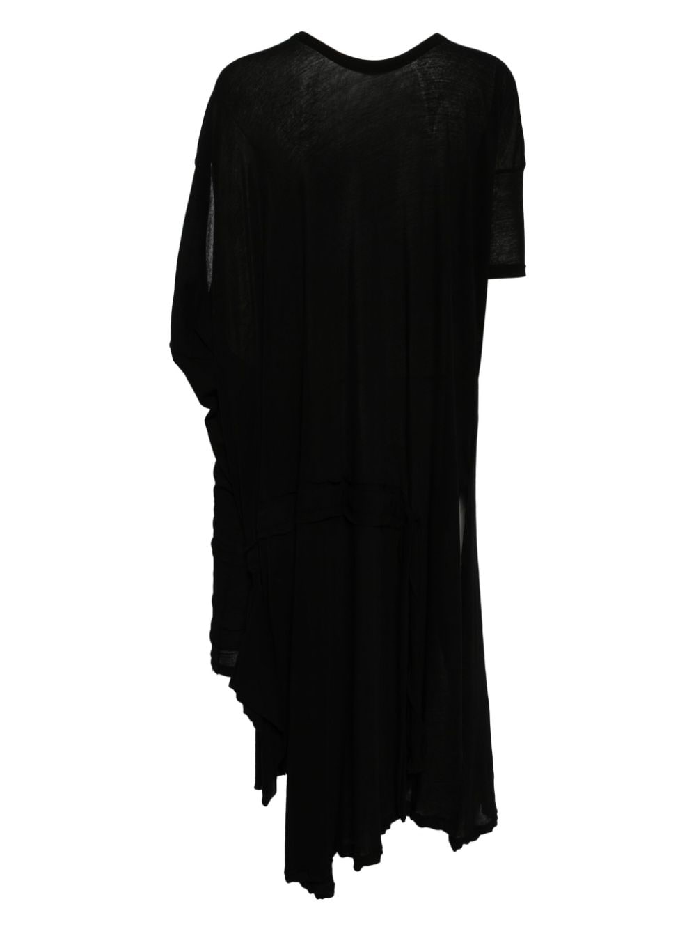 Yohji Yamamoto draped asymmetric long T-shirt Zwart