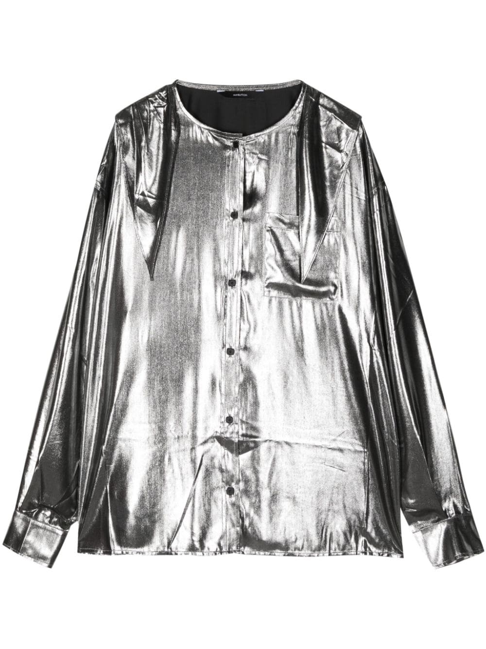 PushBUTTON Metallic blouse met matrozenkraag Zilver