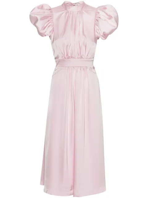 ROTATE BIRGER CHRISTENSEN puff-sleeves satin midi dress