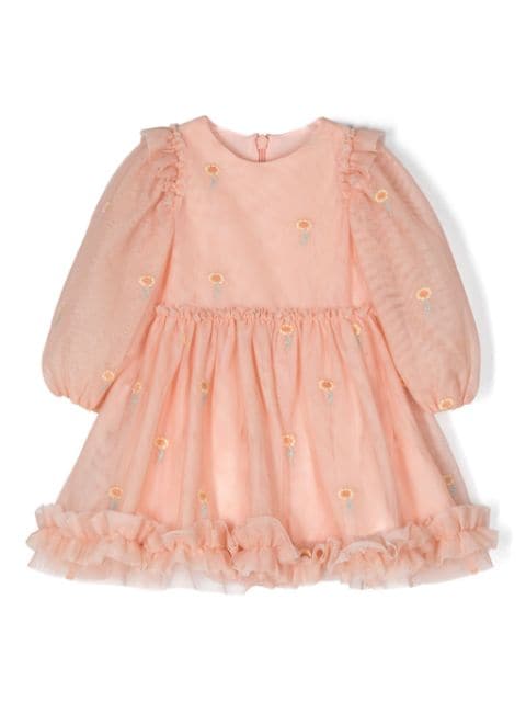Stella McCartney Kids floral embroidery tulle dress