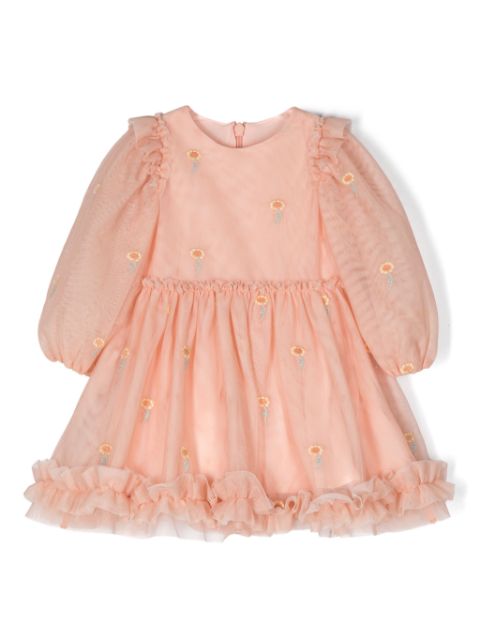 Stella McCartney Kids vestido de tul con bordado floral