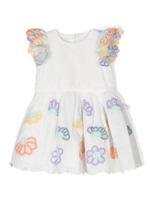 Stella McCartney Kids floral-embroidery scallop-trim dress