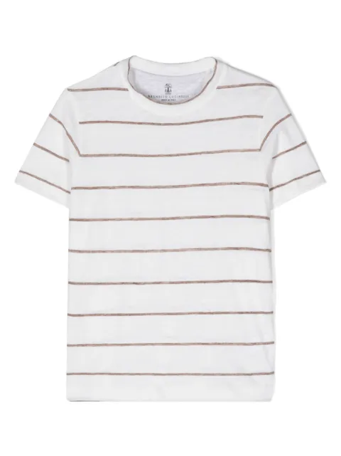 Brunello Cucinelli Kids linen cotton striped T-shirt
