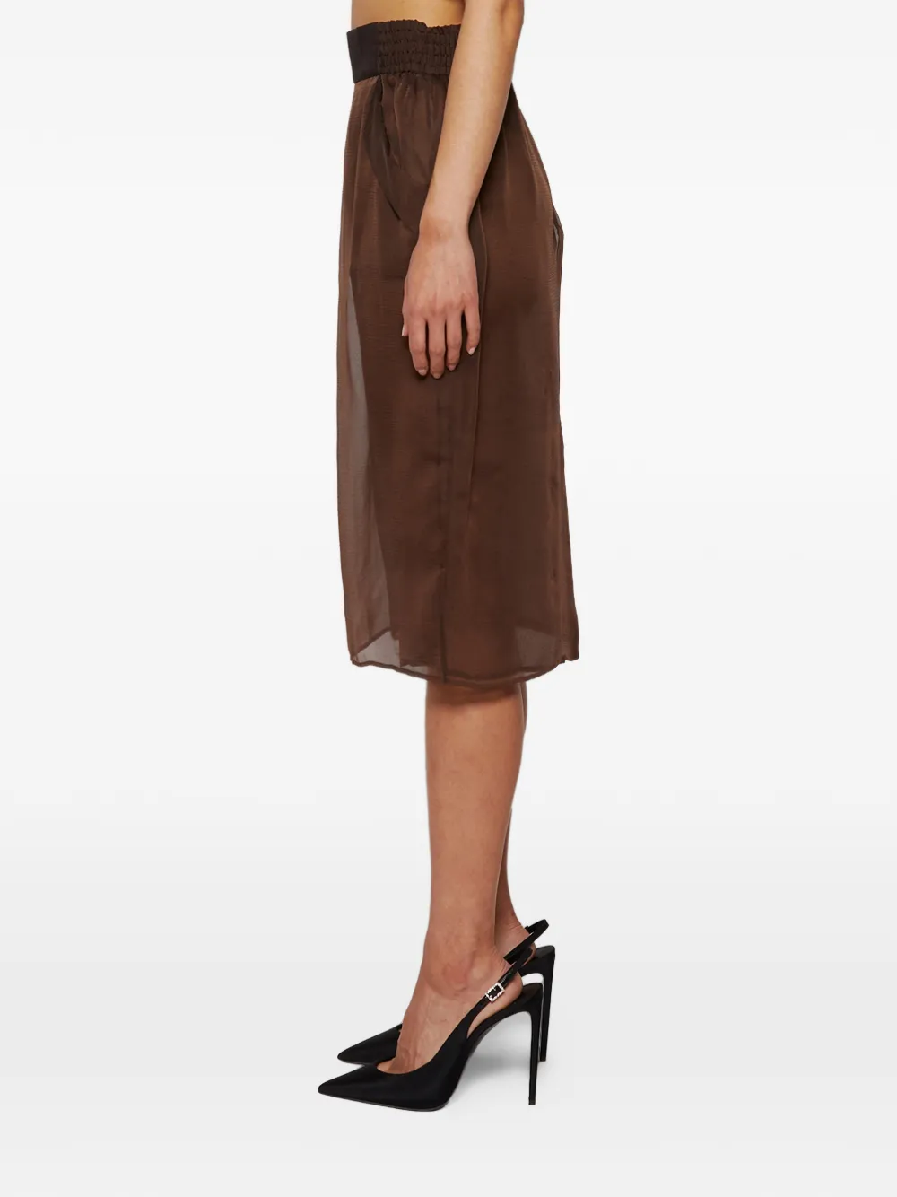  Saint Laurent Sheer Pocket Skirt - Brown 