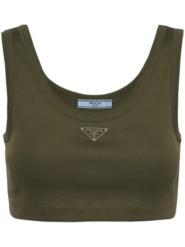 Tシャツ・カットソー PRADA Re-Nylon logo padded top Green Prada re-nylon shirt - Gem