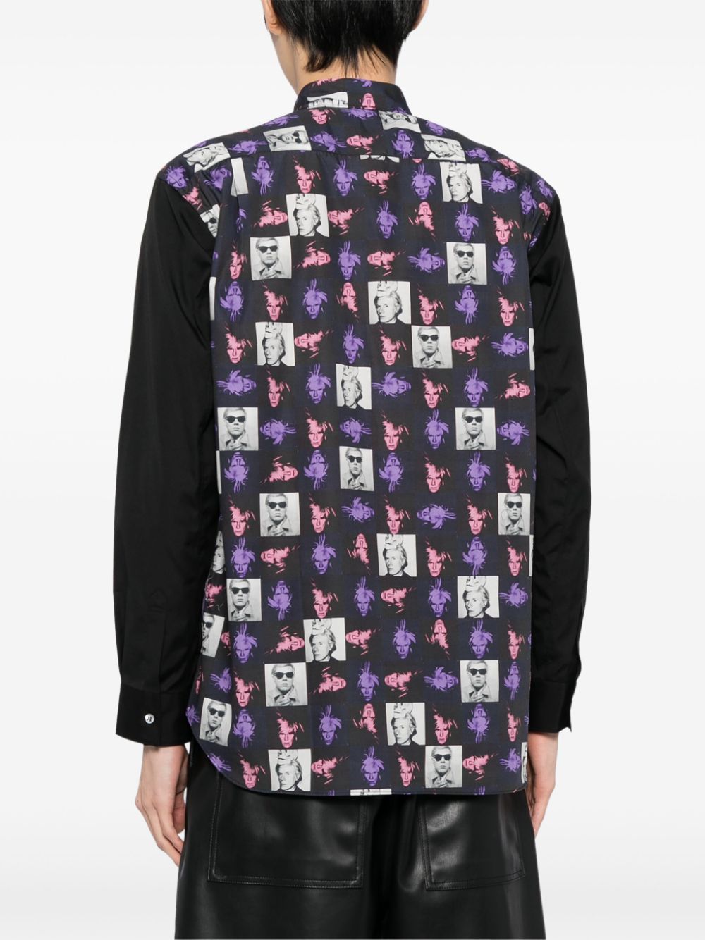 Shop Comme Des Garçons Shirt X Andy Warhol Self Portrait Cotton Shirt In Black