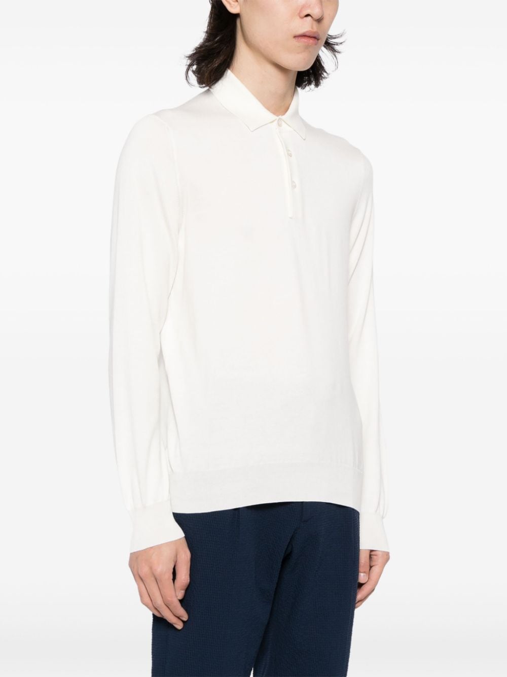 Shop Tagliatore Pablo Long-sleeve Polo Shirt In White