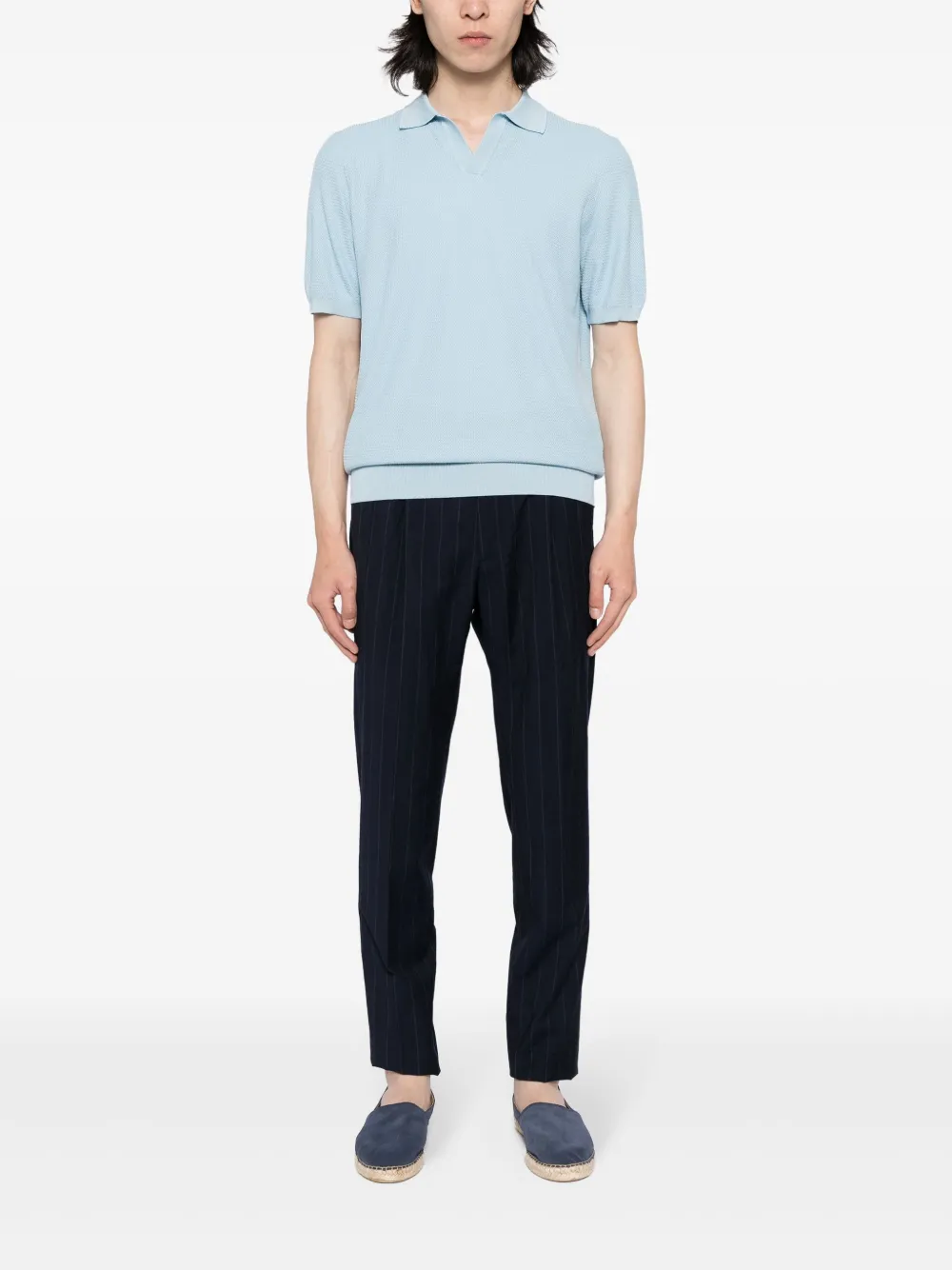 Tagliatore Paco poloshirt met gespreide kraag - Blauw