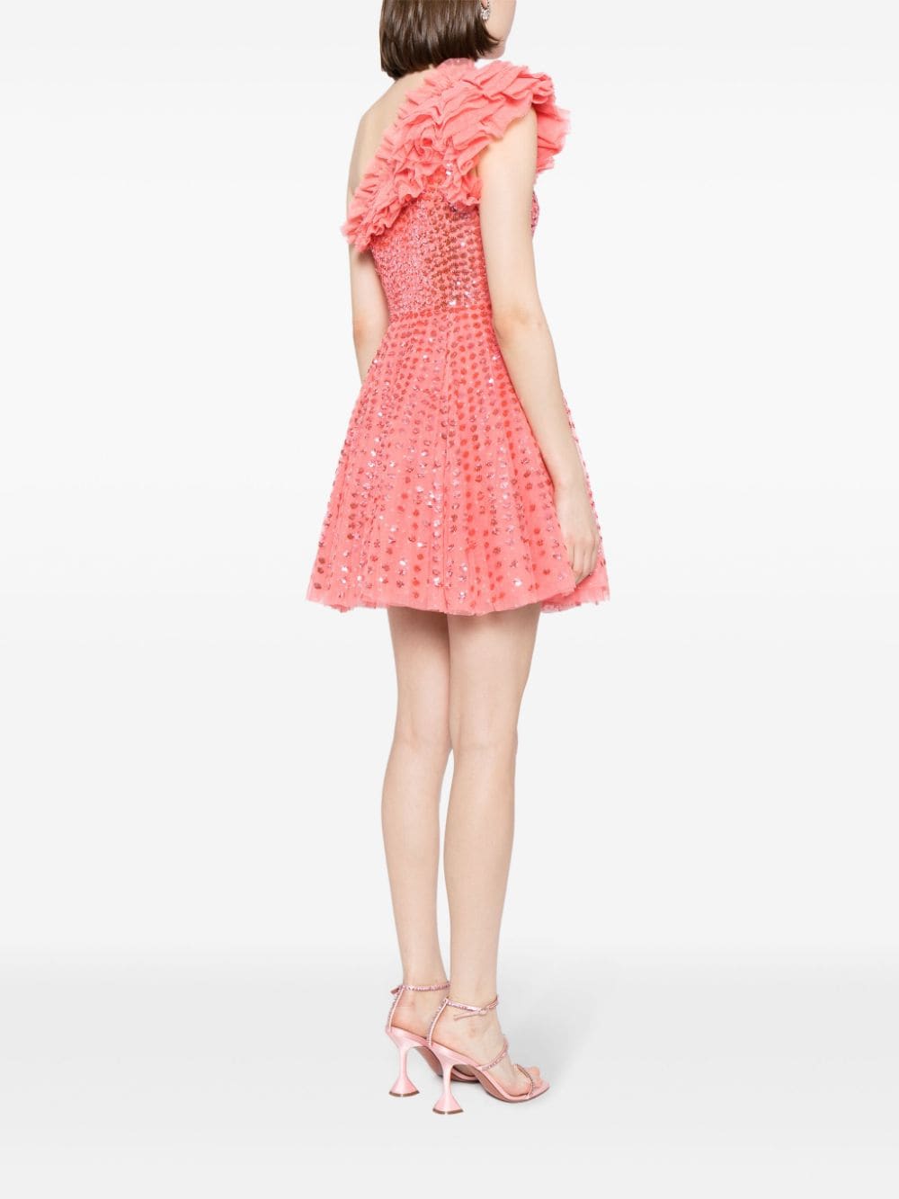 Shop Needle & Thread Raindrop One-shoulder Minidress In Pink