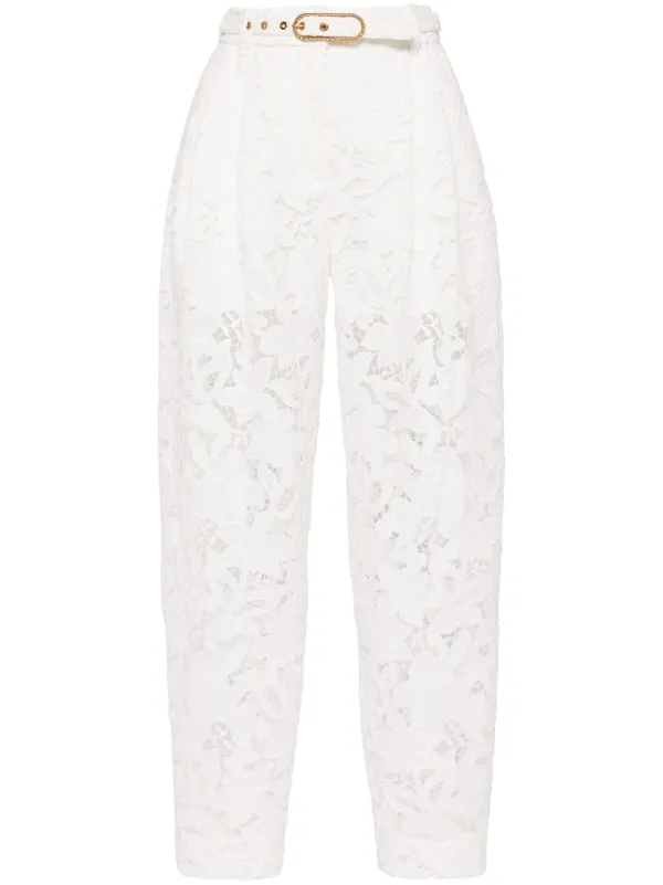 Zimmermann Natura Lace Tapered Trousers in White