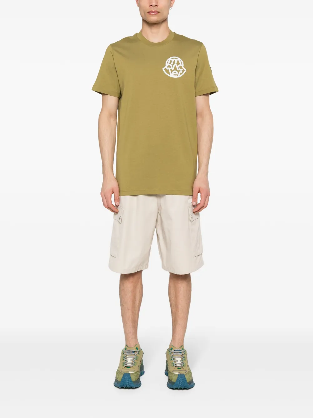 Moncler T-shirt met logoprint - Groen