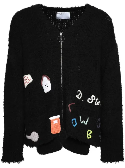 Paly intarsia-knit zip-up cardigan