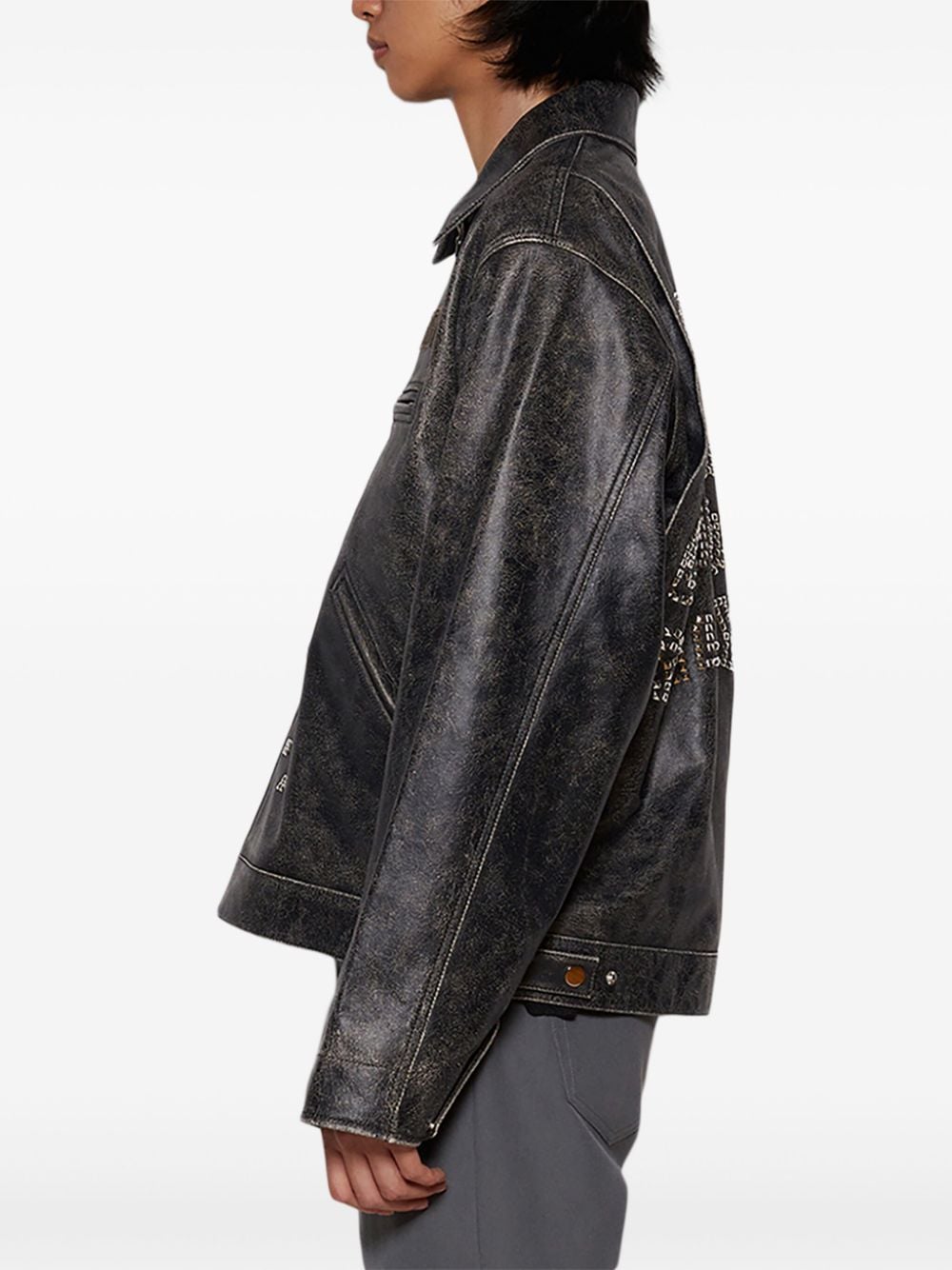 Shop Paly Stud-embelishment Leather Jacket In Black