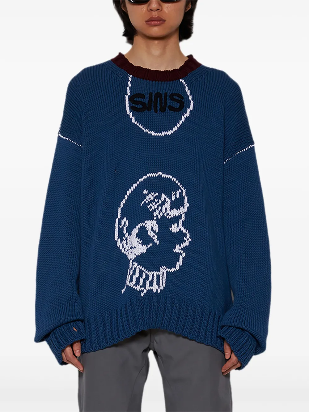 嵌花针织棉毛衣