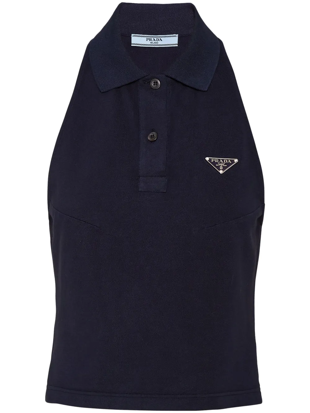 enamel-logo sleeveless polo top