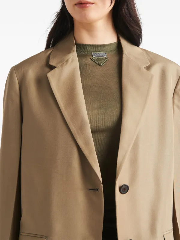 【送料&関税込】Prada Three-buttoned Blazer Prada Layered Wool Blazer | Black | FARFETCH