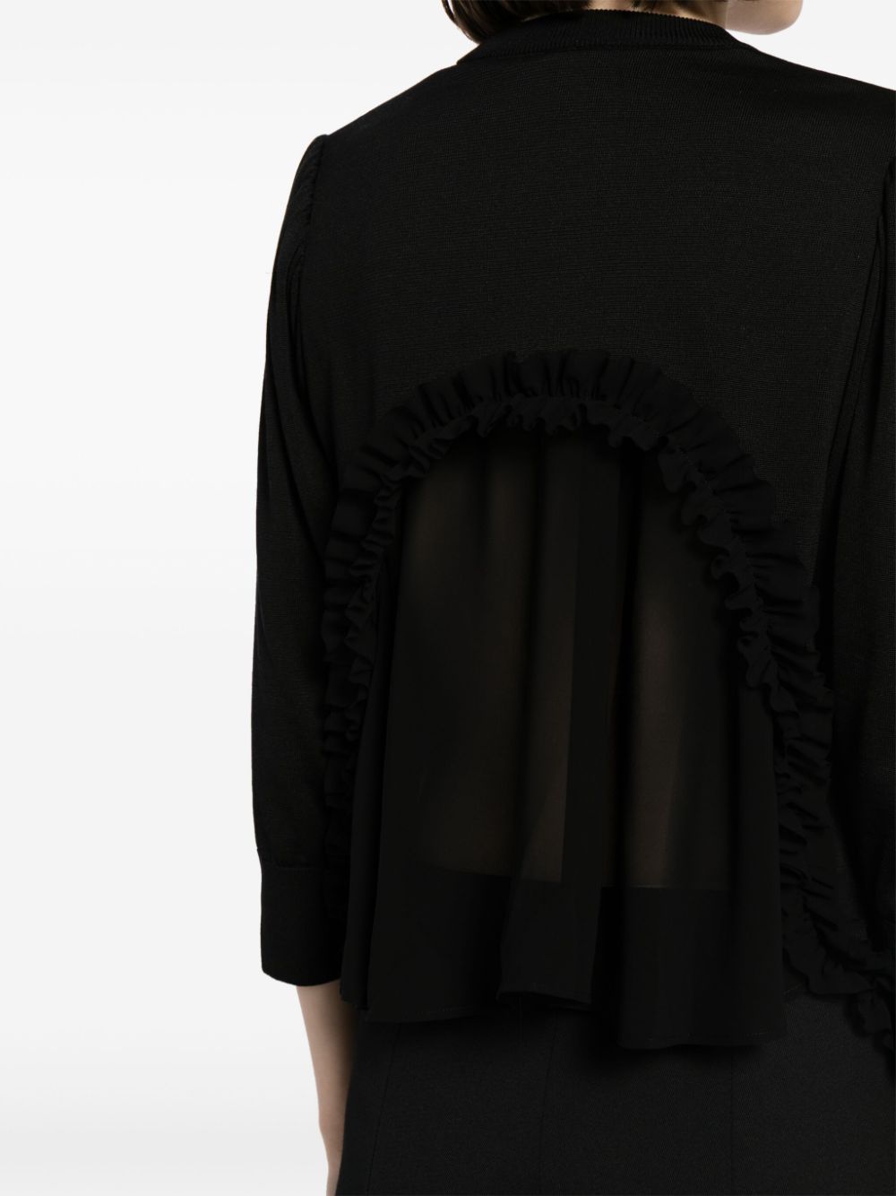 Shop Noir Kei Ninomiya Ruffled-hem Knitted Cardigan In Black