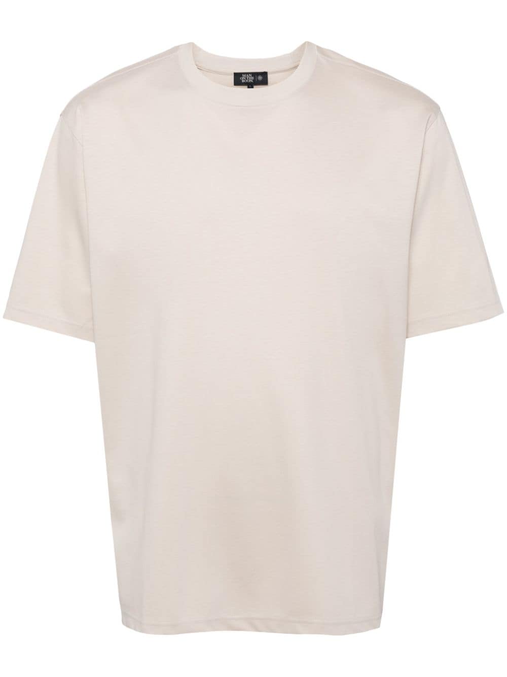Man On The Boon. Glossy Crew-neck Cotton T-shirt In Neutrals
