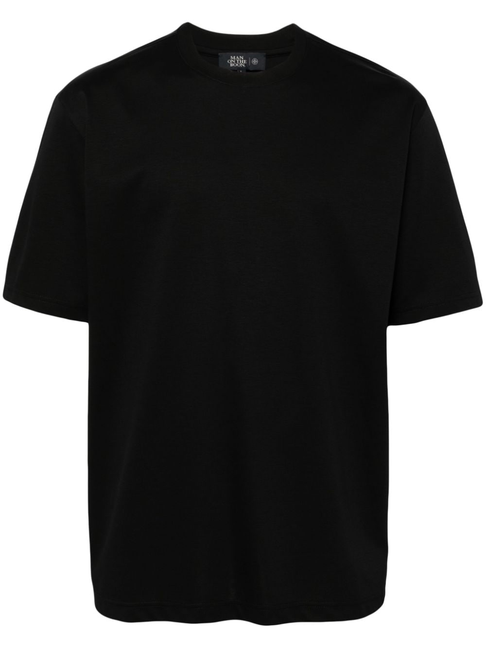 Man On The Boon. Glossy crew-neck cotton T-shirt - Nero