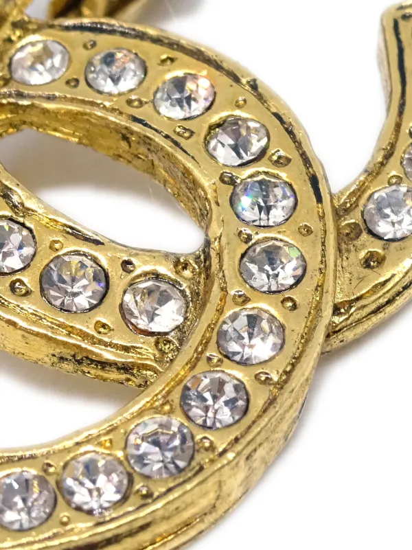 CHANEL Pre-Owned 1980-1990s CC Rhinestone Brooch | Gold