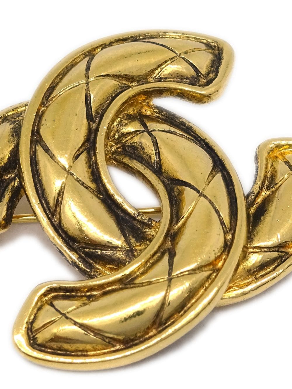 CHANEL Pre-Owned 1980-1990s CC gewatteerde broche - Goud