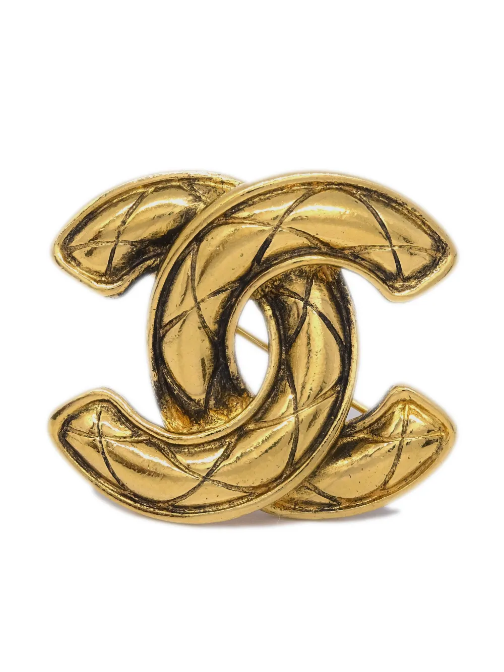 Image 1 of CHANEL Pre-Owned broche con capitonado de rombos y logo CC 1980-1990