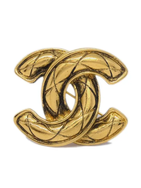 CHANEL Pre-Owned 1980-1990s CC diamond-quilted brooch