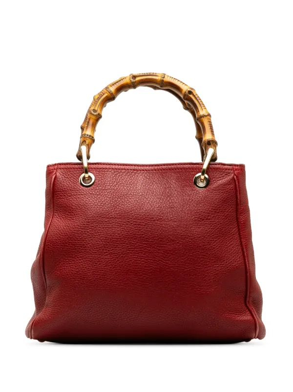 Gucci Pre Owned 2015 2022 Small Bamboo Tote Bag Red FARFETCH AU
