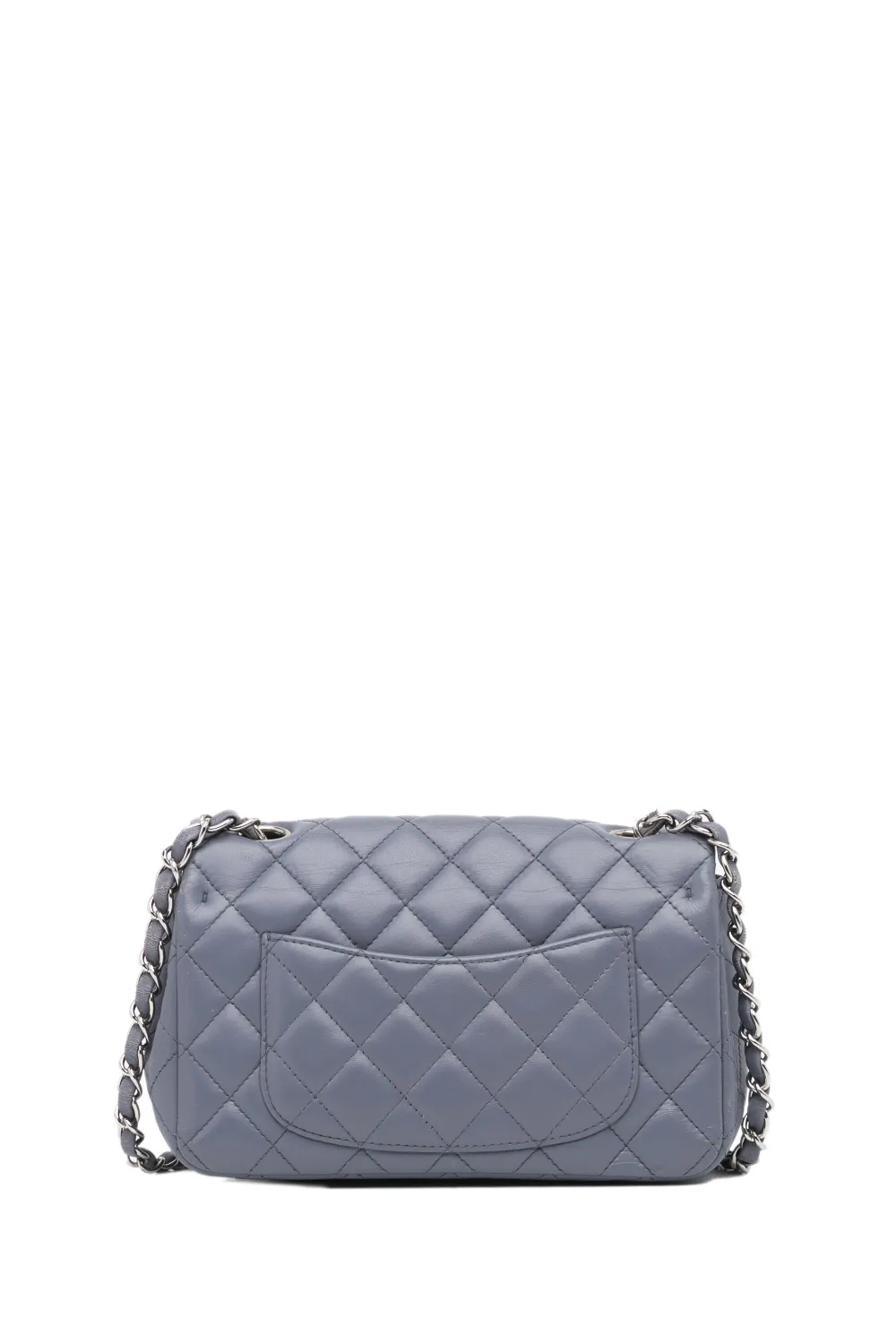 Pre-owned Chanel 2011 Mini Classic Lambskin Rectangular Single Flap Crossbody Bag In Grey