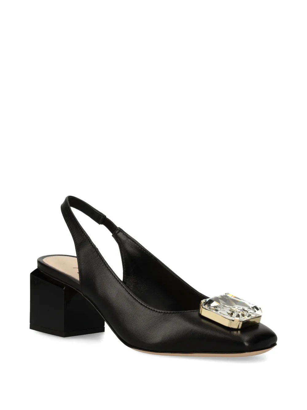 AGL 65mm crystal-embellished block-heel pumps Zwart