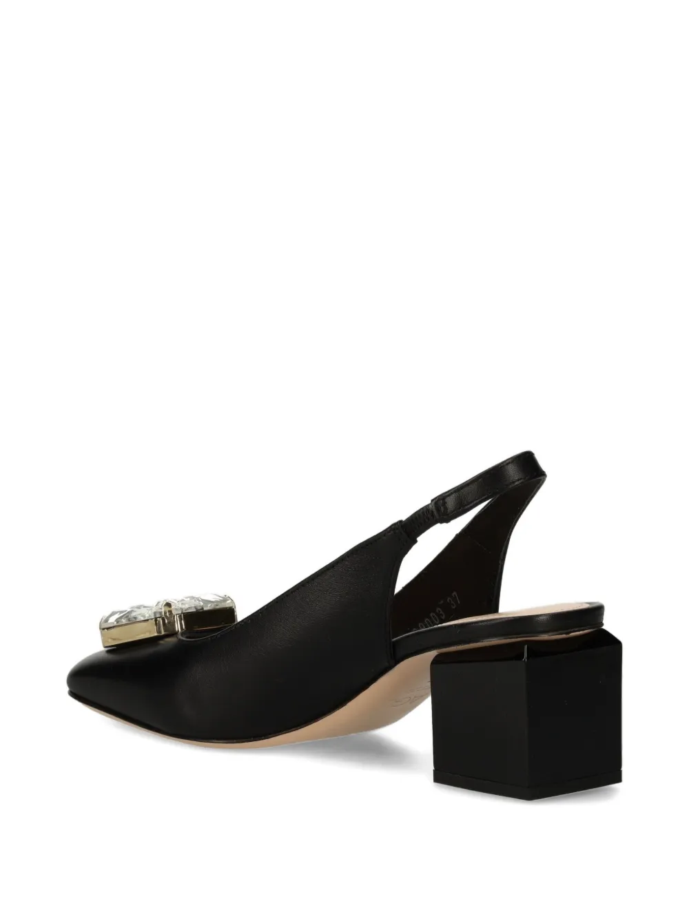 AGL 65mm crystal-embellished block-heel pumps Zwart