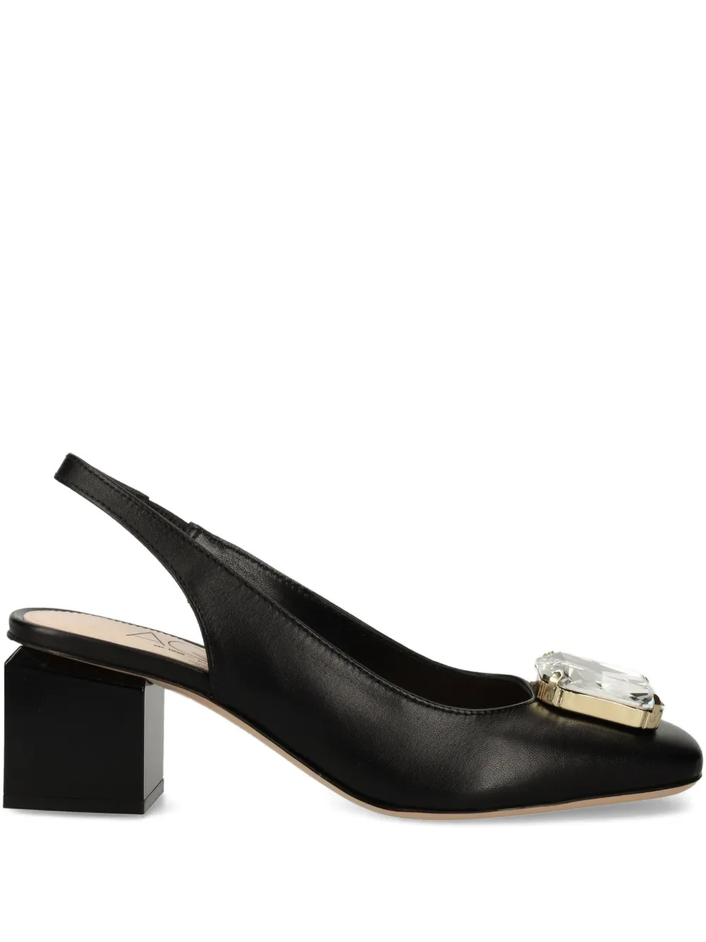 AGL 65mm crystal-embellished block-heel pumps Black