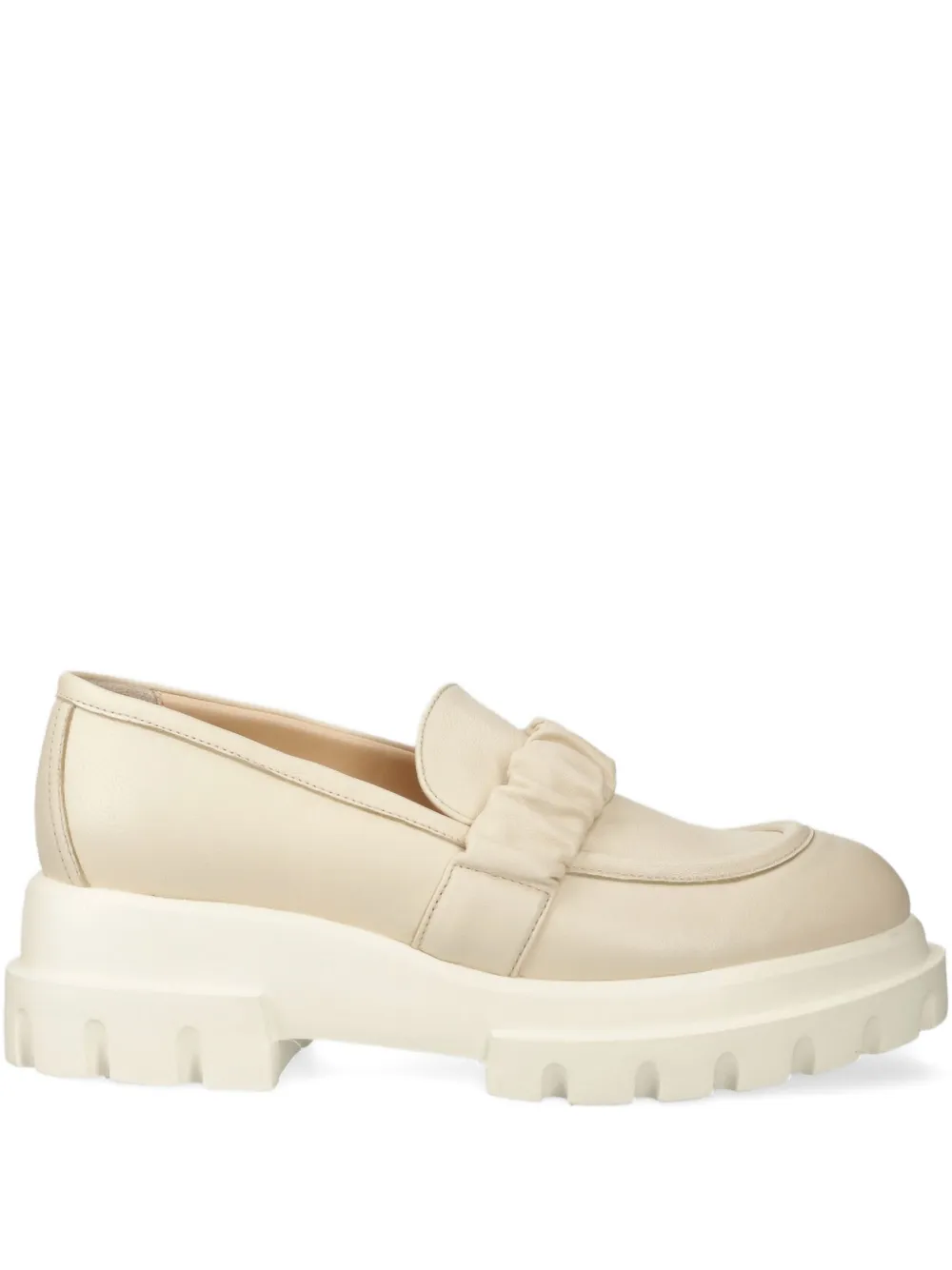 AGL 60mm ruffled platform loafers Beige