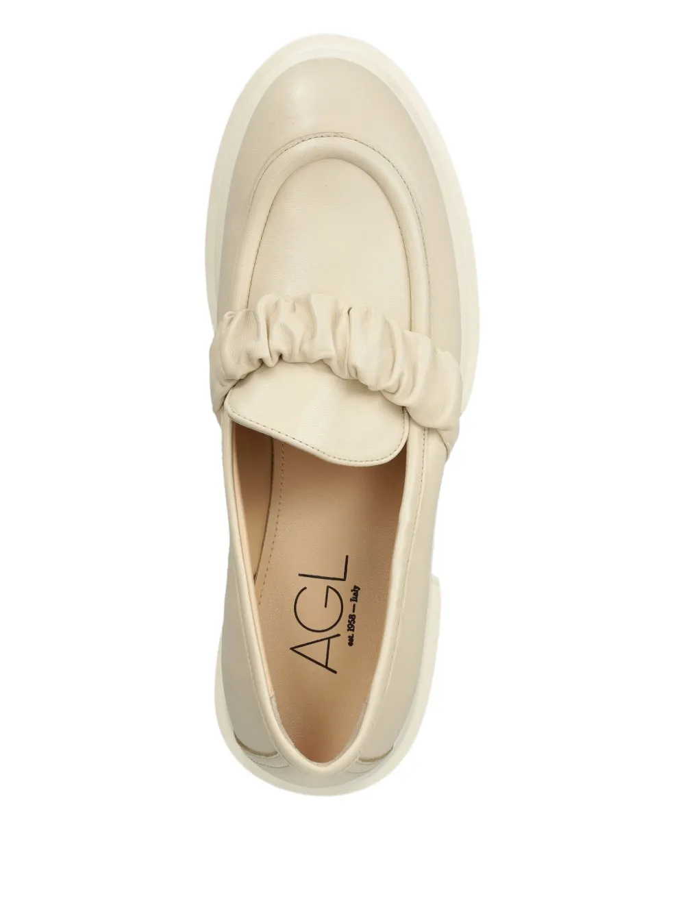 AGL 60mm ruffled platform loafers Beige