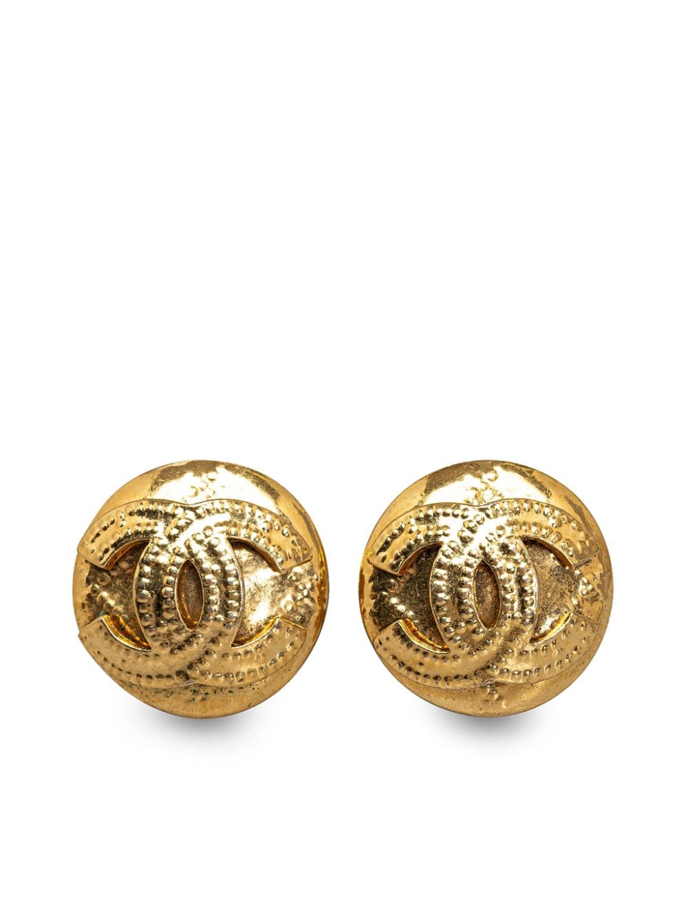 Pre-owned Chanel Cc Button Clip-on Earrings In Gold