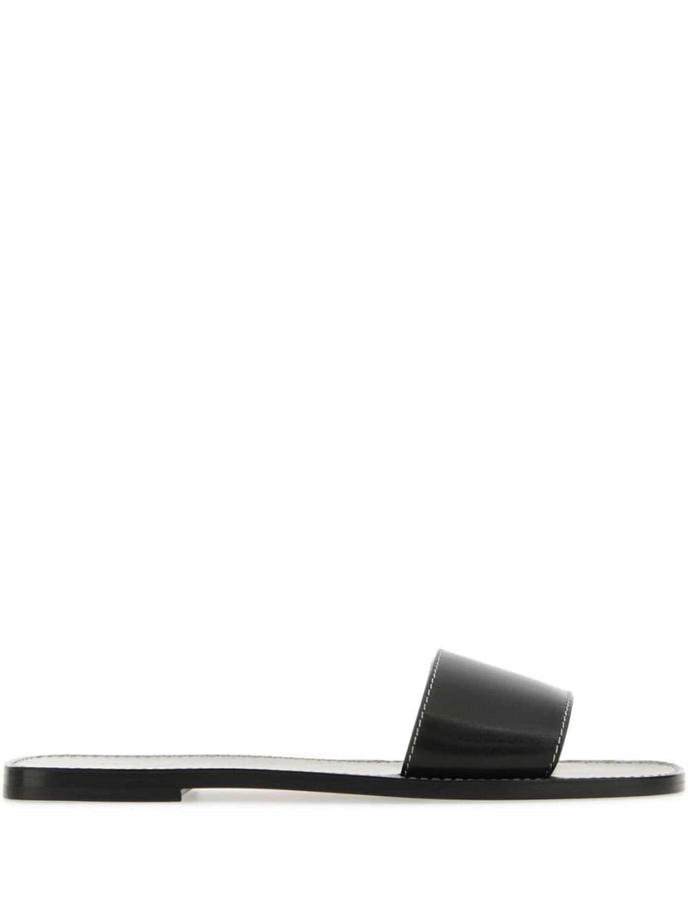 Shop The Row Milla Leather Slides In Schwarz