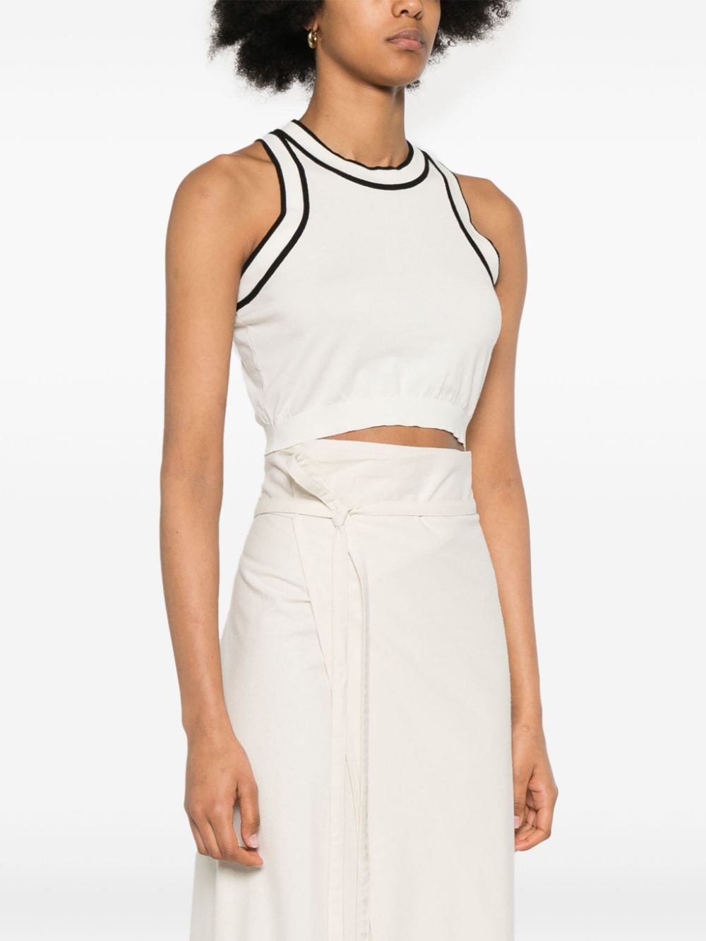 Shop Max Mara Fine-knit Cropped Top In White