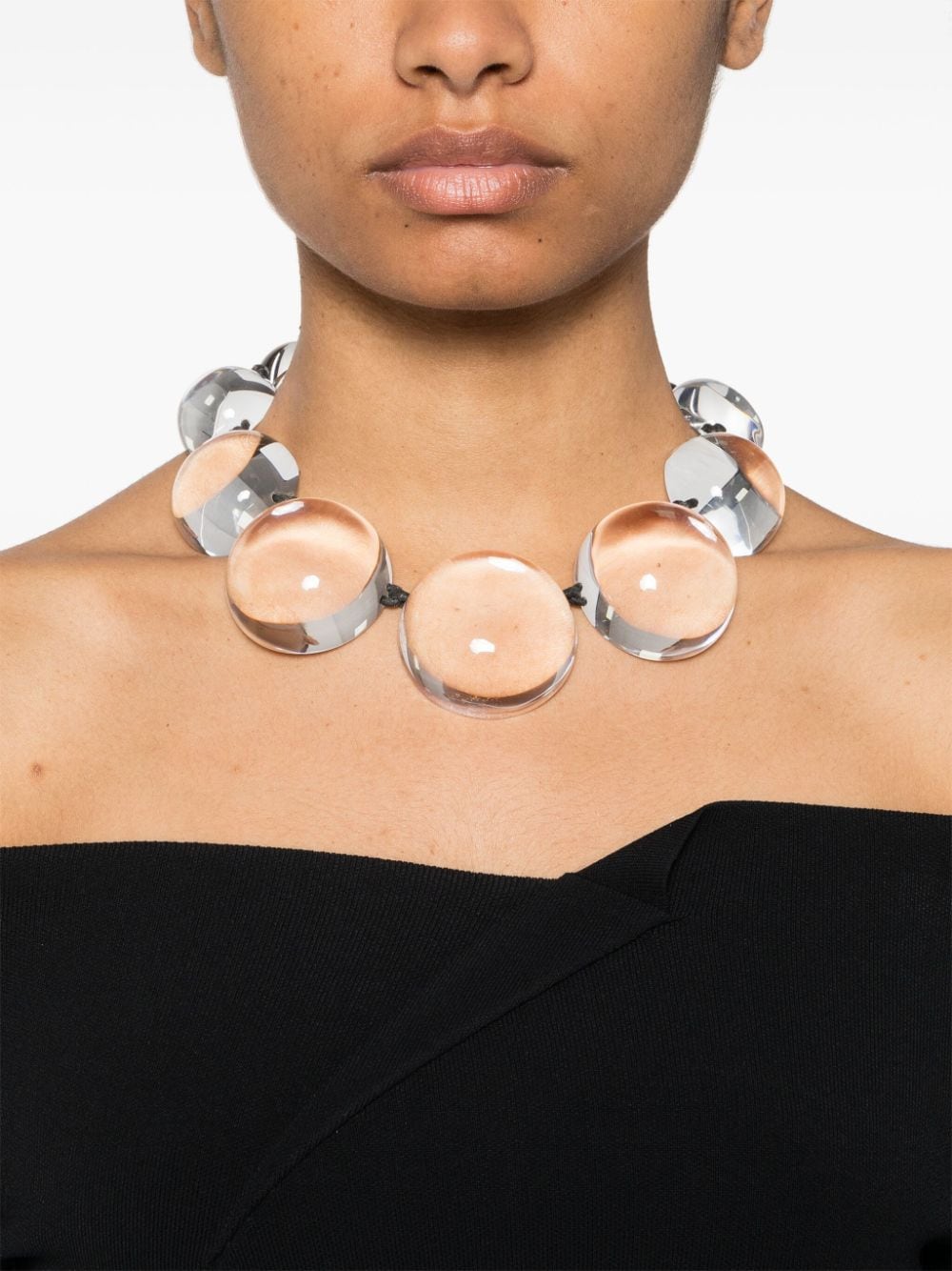 Shop Monies Lunara Circle Necklace In Neutrals