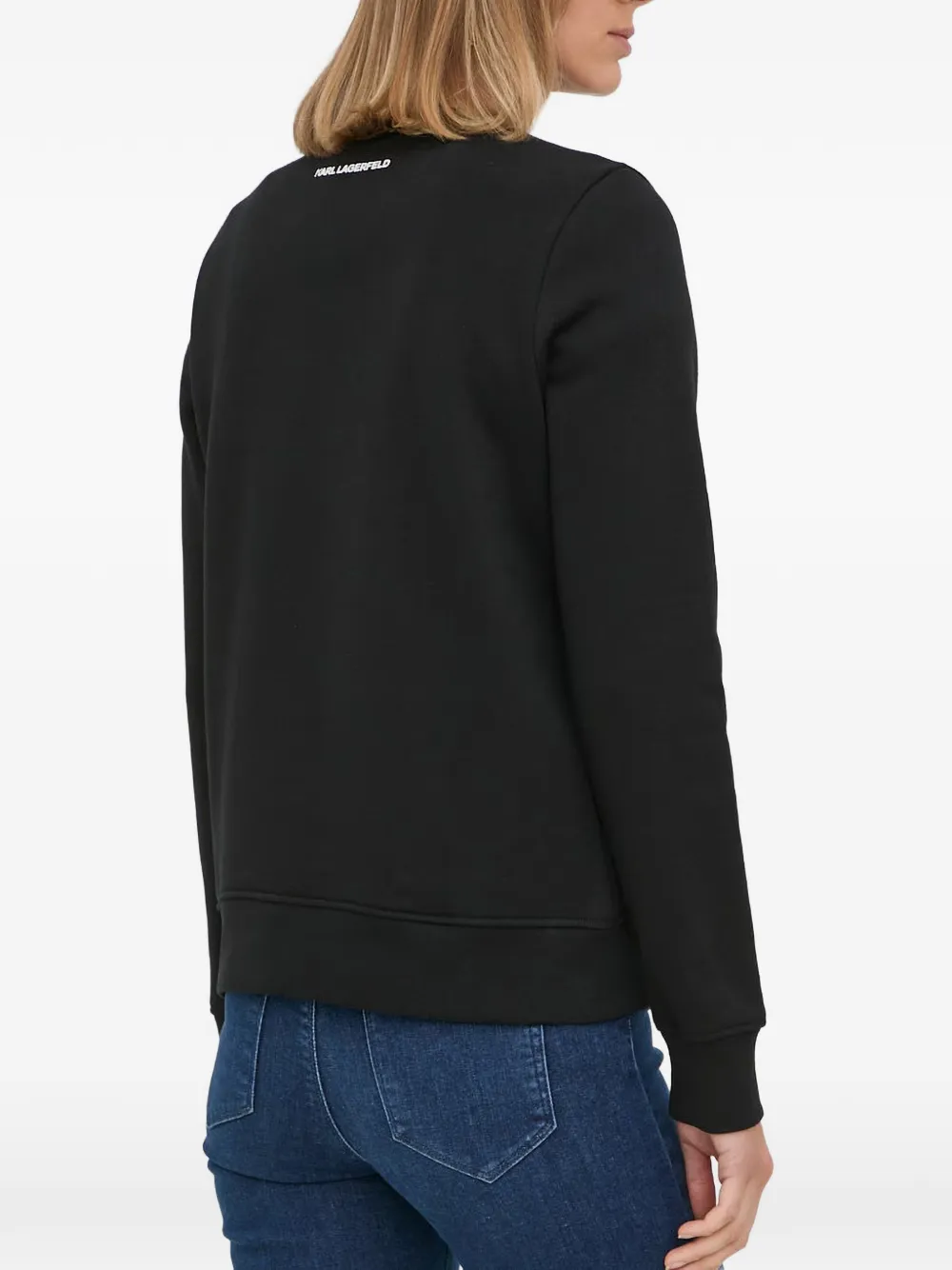 Karl Lagerfeld bouclé-effect logo-patch sweatshirt Zwart