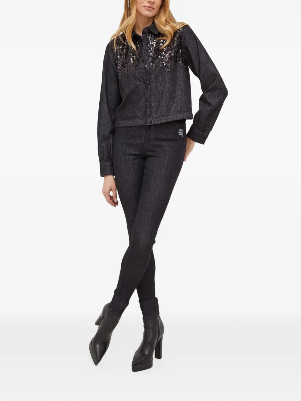Karl Lagerfeld Ikonik patch skinny-fit jeans Zwart