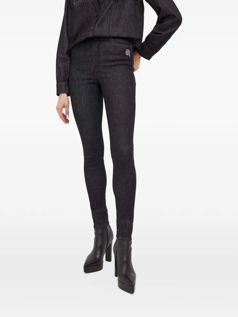 Karl Lagerfeld Jeans skinny Ikonik con applicazione - Nero