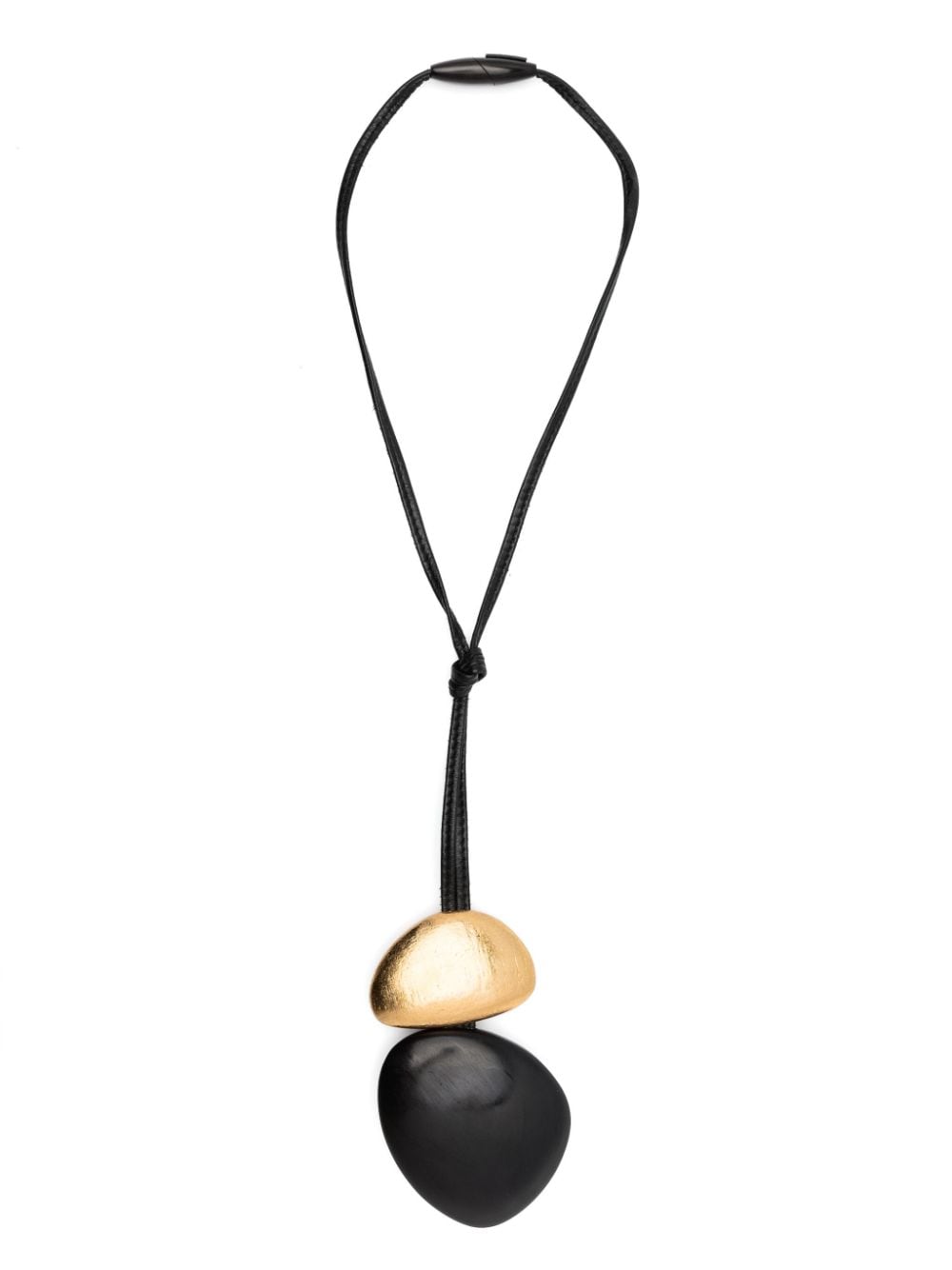 Monies geometric-pendants leather necklace - Oro