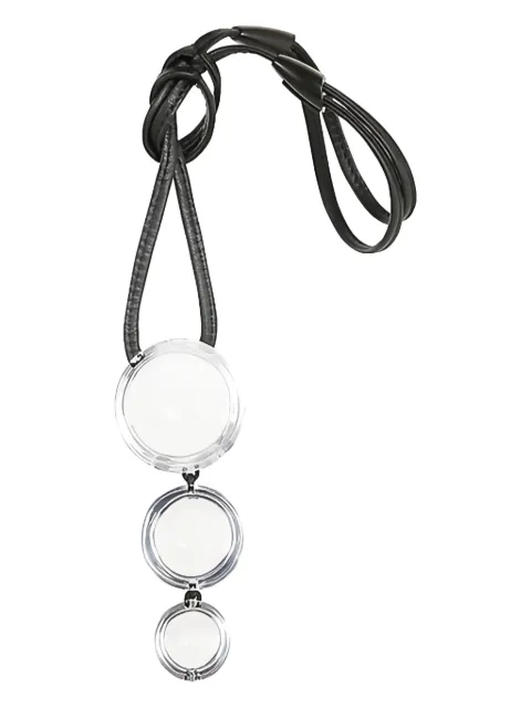 Monies leather-cord acrylic-sphere necklace