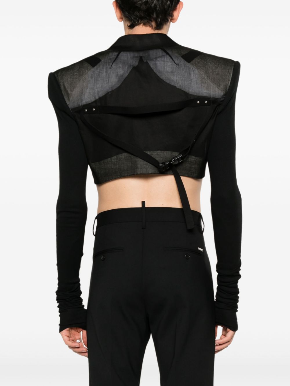 Shop Rick Owens Cobra Micro Tatlin Cropped Blazer In Black