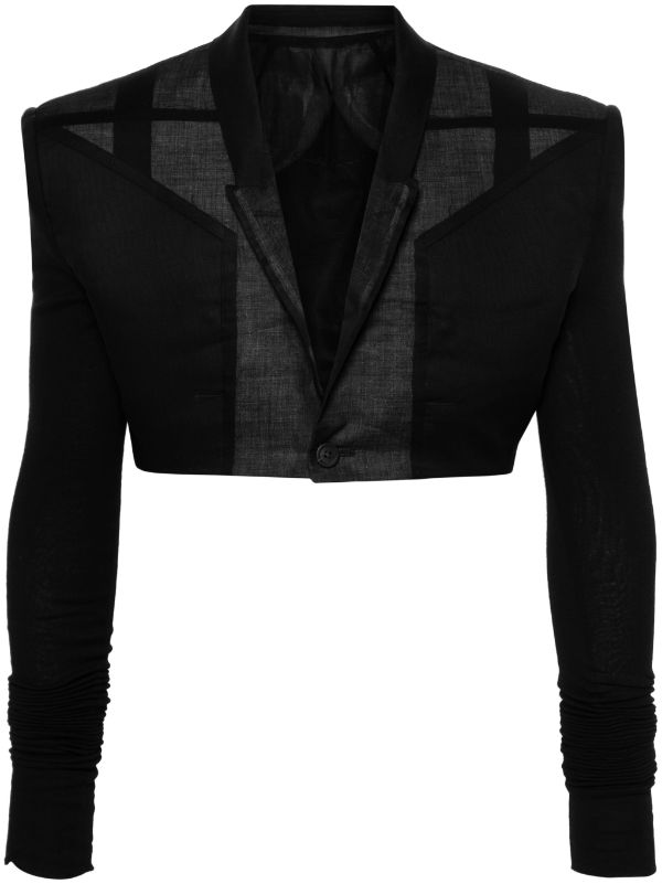 Rick Owens Cobra Micro Tatlin Cropped Blazer | Black | FARFETCH AO