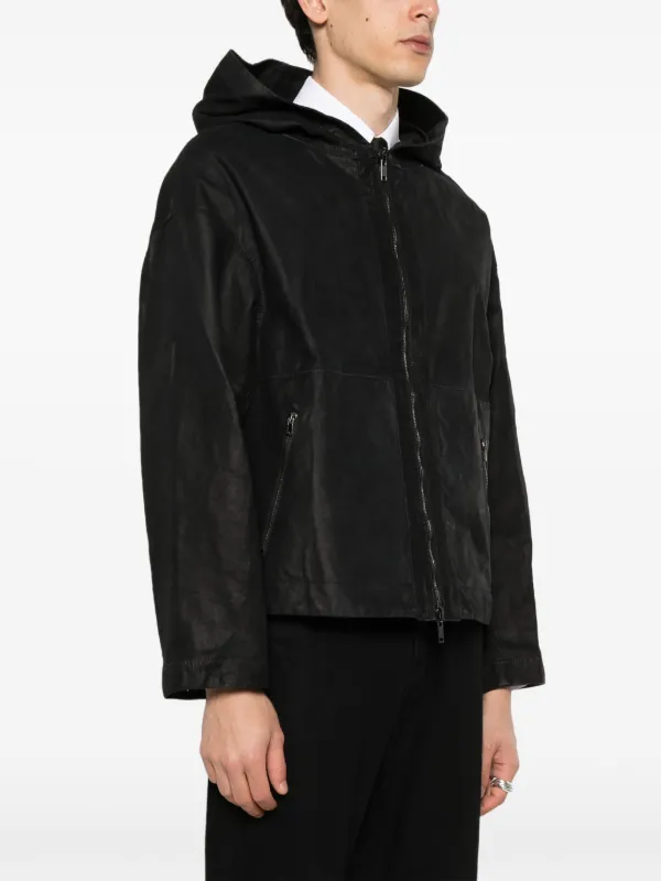 Salvatore Santoro フーデッド レザージャケット | ブラック | FARFETCH JP